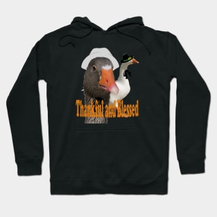 Thankful and Blessed Thanksgiving Pilgrim Ducks In Costume Hoodie